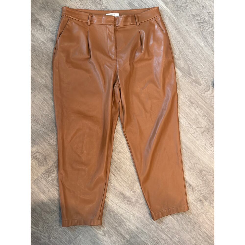 LOFT size 12 brown faux leather cropped pants